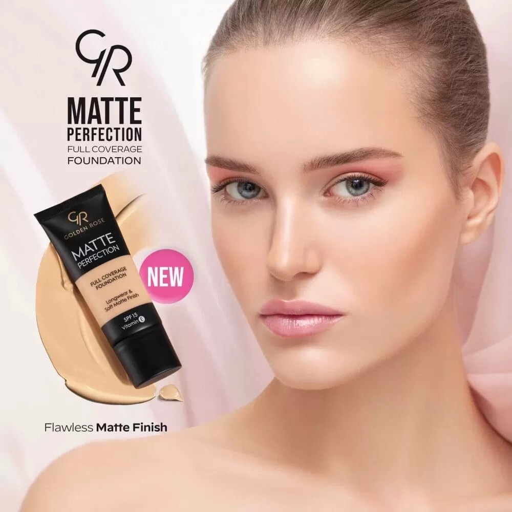 بعد از استفاده کرم پودر گلدن رز مدل Matte Perfection اصل + قیمت (مات و مخملی)